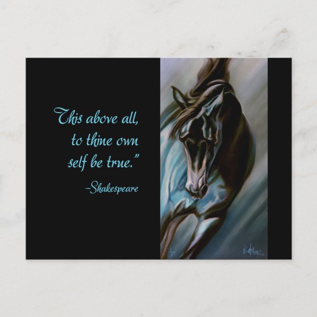 Carte Postale Cheval foncé en Aqua - étalon expressif de (Devant)