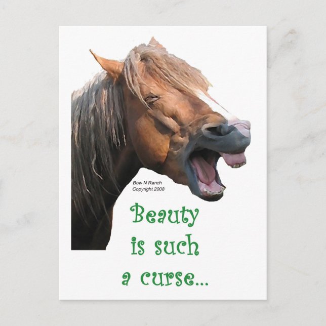 Carte Postale Cheval humoristique : La beauté est une telle malé (Devant)