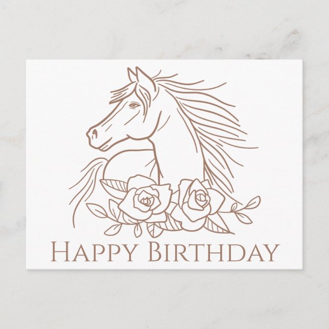 Carte Postale Cheval Joyeux Anniversaire Pony Chevaux équestres (Devant)