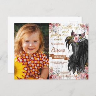 Carte Postale Cheval mignon rose fête d'anniversaire