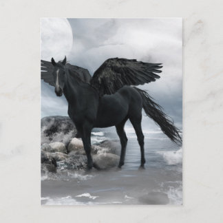 Carte Postale cheval noir Pegasus