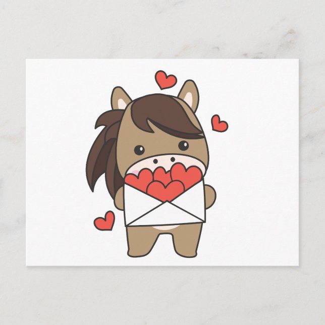 Carte Postale Cheval pour la Saint-Valentin Belle Animaux Coeur (Devant)