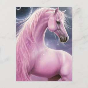 Carte Postale Cheval rose