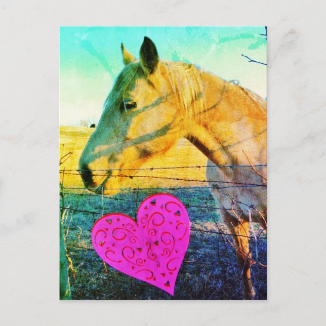 Carte Postale Cheval valentine Reto vintage (Devant)