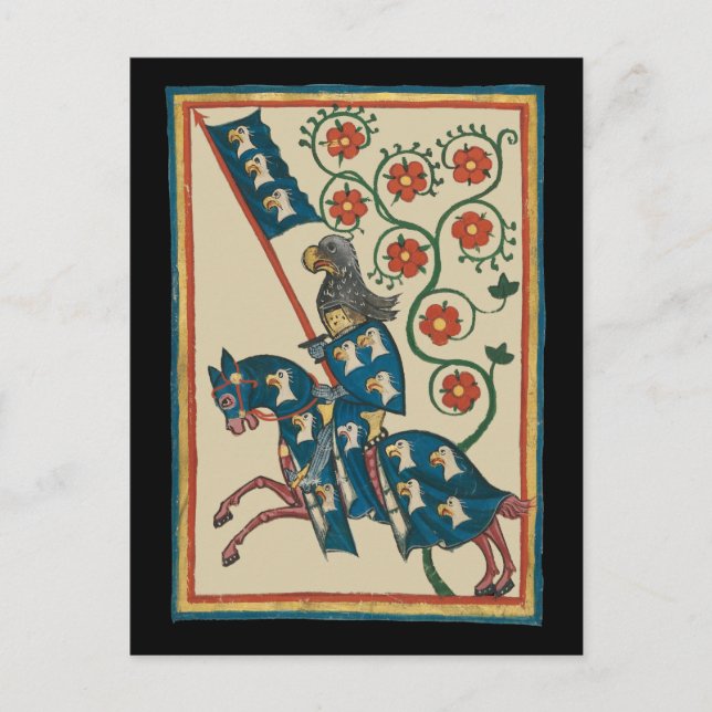 Carte Postale Chevalier Avec Aigle Heraldry, Médiéval Du 14ème S (Devant)