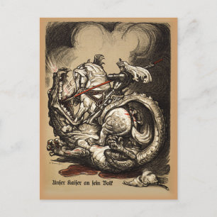 Carte Postale Chevalier contre Dragon