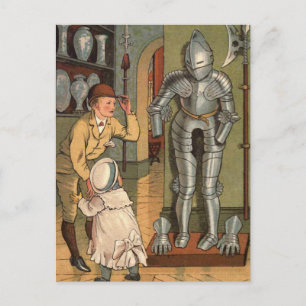 Carte Postale Chevalier en armure Illustration Vintage