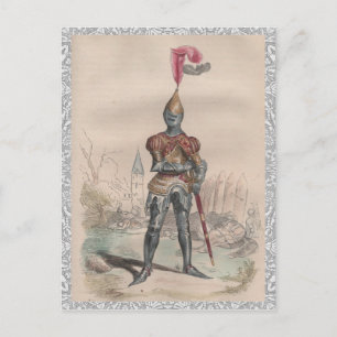 Carte Postale Chevalier français en armure complète de dentelle