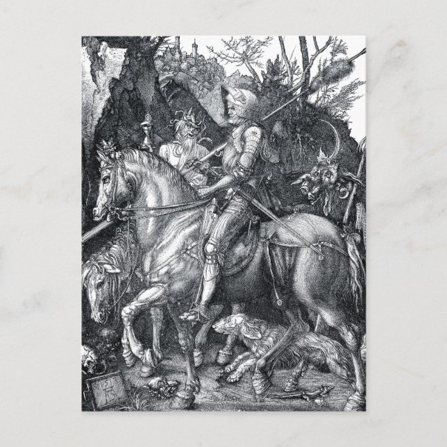 Carte Postale Chevalier, mort et diable - Albrecht Dürer (Devant)