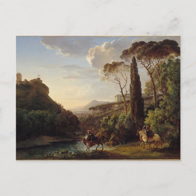 Carte Postale Chevaliers dans le paysage italien Ephemera Art Vi (Devant)