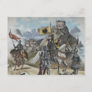 Carte Postale Chevaliers Médiévaux Chevaliers Lions Castle Party
