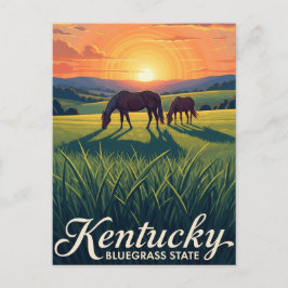 Carte Postale Chevaux à Lexington Kentucky Sunset