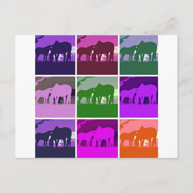 Carte Postale Chevaux d'art pop (Devant)