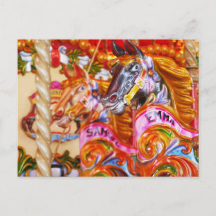 Carte Postale Chevaux de Carrousel Fun Lumineux
