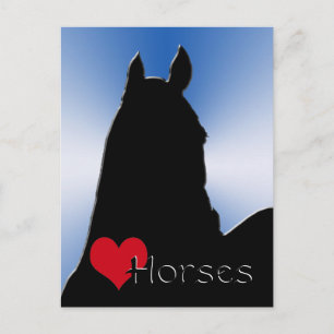 Carte Postale Chevaux de coeur I (éclatement métallique bleu)