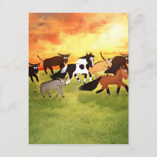 Carte Postale Chevaux de dessin avec Bull's