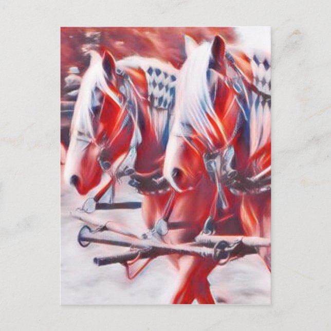 Carte Postale Chevaux de travail (Devant)