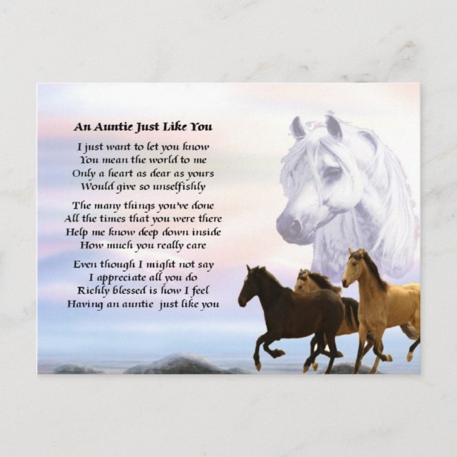 Carte Postale Chevaux Poem de Tante (Devant)