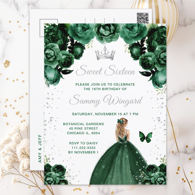 Carte Postale Cheveux Blonde Vert foncé Princesse Sweet sixteen (Créateur téléchargé)