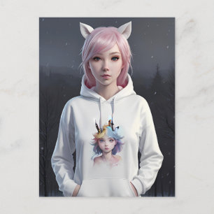 Carte postale Cheveux et oreilles roses