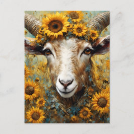 Carte Postale Chèvre de tournesol