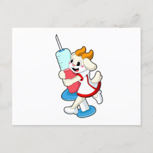 Carte Postale Chèvre en infirmière à la vaccination avec seringu