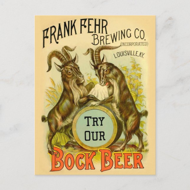Carte Postale Chèvres Bock Bière Publicité (Devant)
