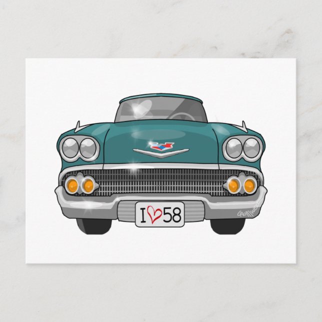 Carte Postale Chevrolet Impala 1958 (Devant)