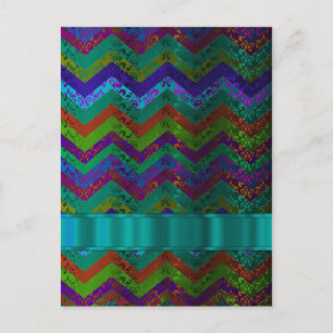 Carte Postale chevron damassé coloré