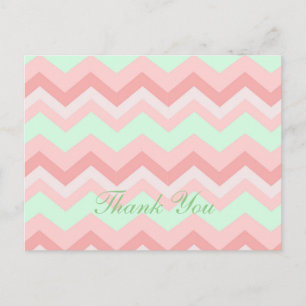 Carte Postale chevron mariage à la menthe de corail moderne merc