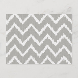 Carte Postale Chevrons Ikat - Gris argent et blanc