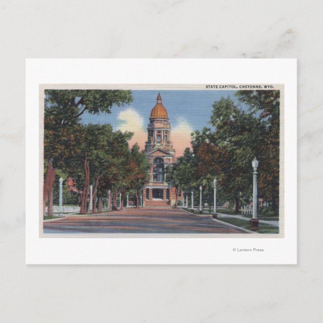 Carte Postale Cheyenne, WY - Vue du Capitole de l'Etat et de Dri (Devant)