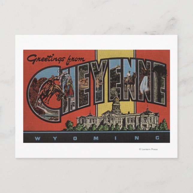 Carte Postale Cheyenne, Wyoming - Scènes de grandes lettres (Devant)