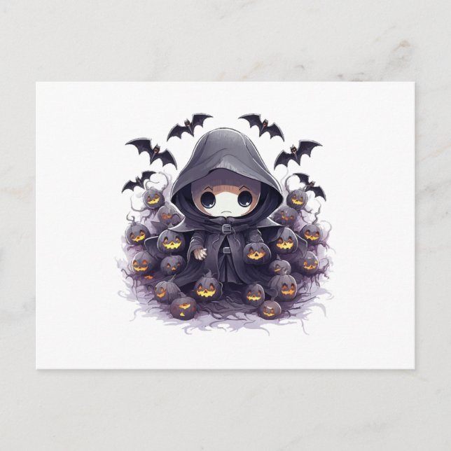 Carte Postale Chibi Grim Reaper Halloween - Fantasme sombre ador (Devant)