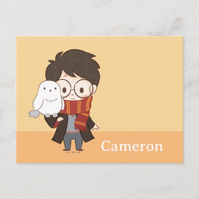 Carte Postale Chibi HARRY POTTER™ & Hedwig (Devant)