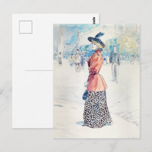 Carte Postale Chic Belle Époque  Femme française en veste rouge 