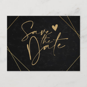 Carte Postale Chic Black & Gold Cadre géométrique Enregistrer la