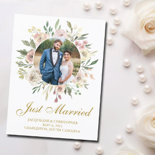 Carte Postale Chic Blush Rose or Floral Mariage photo nouvelleme