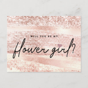 Carte Postale Chic Blush rose & Rose Gold Flower Proposition