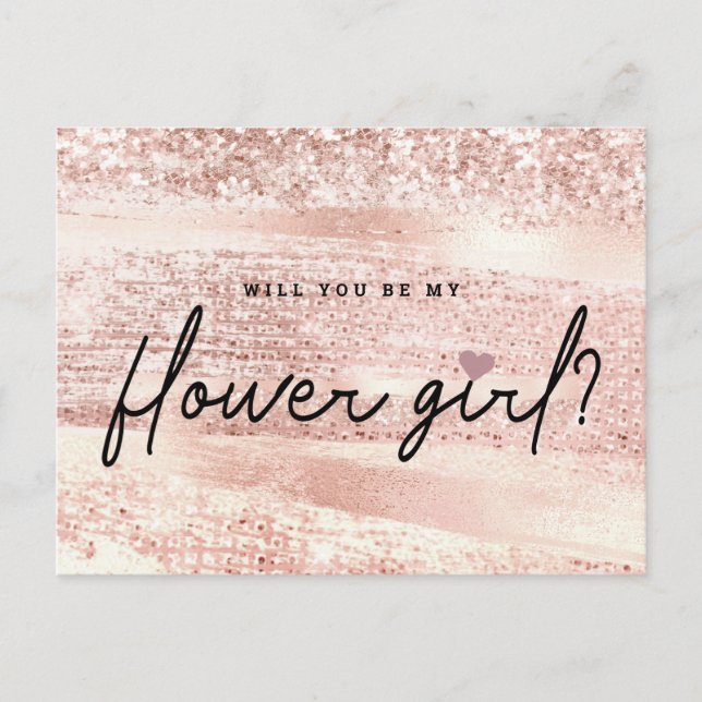 Carte Postale Chic Blush rose & Rose Gold Flower Proposition (Devant)