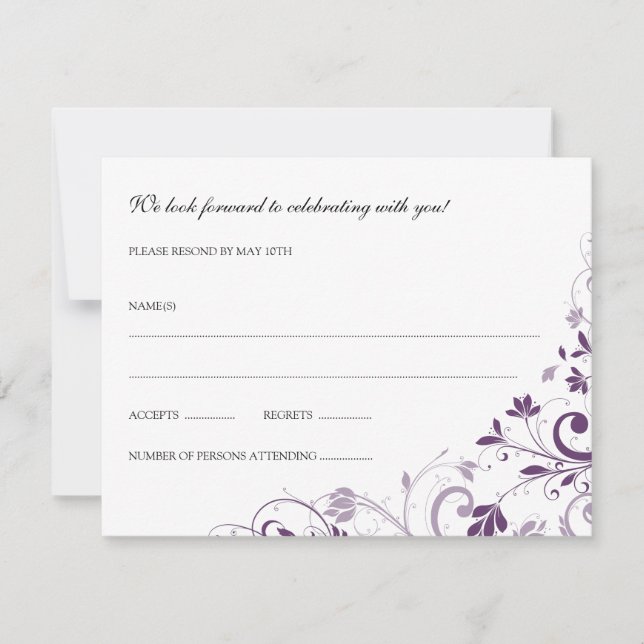 Carte postale Chic Bouquet (Plum) RSVP (Devant)