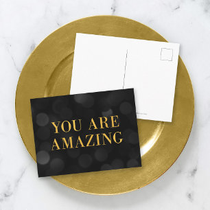 Carte Postale Chic Dark Bokeh Lights Faux Gold Vous Êtes Extraor