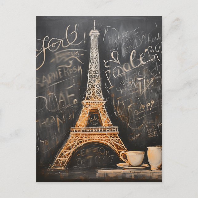 Carte Postale Chic Eiffel Tower Café Café Chalet Paris (Devant)