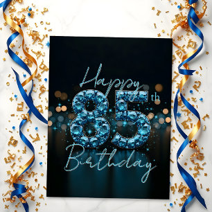 Carte Postale Chic Élégant Bleu Saphir et Noir 85e Anniversaire
