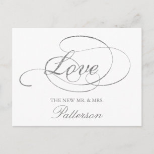 Carte Postale Chic Faux Mariage  Merci argent Modèle