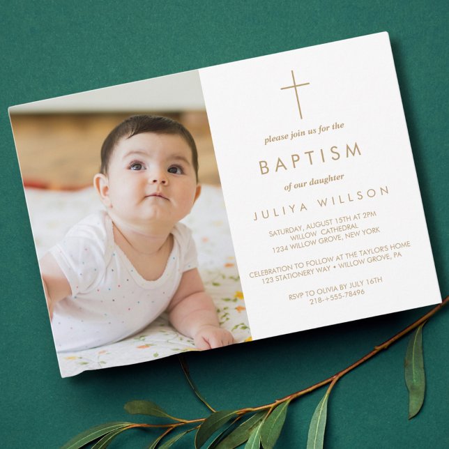 Carte Postale Chic Gold Baptism photo (Créateur téléchargé)