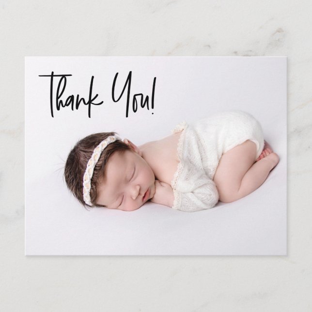 Carte Postale Chic Handlettering Baby Girl Photo Merci de naissa (Devant)