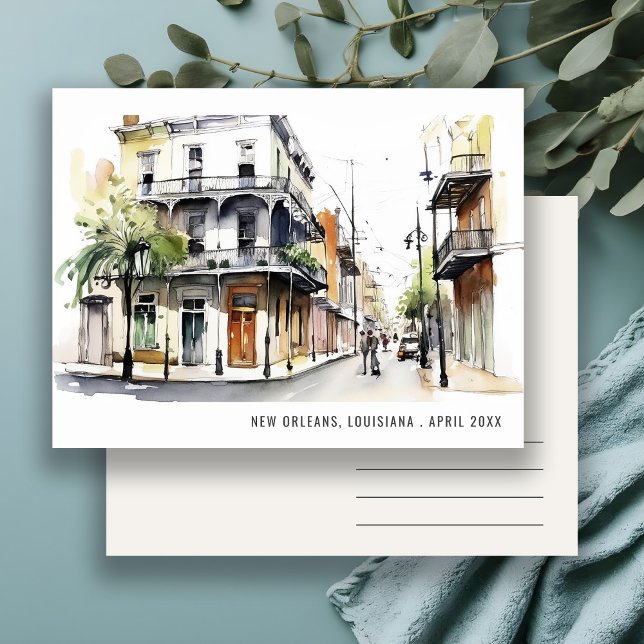 Carte Postale Chic La Nouvelle-Orléans Louisiane Aquarelle Voyag (Créateur téléchargé)