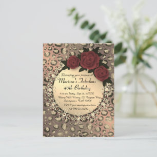 Carte Postale Chic Leopard Rose Fabuleux 40e anniversaire