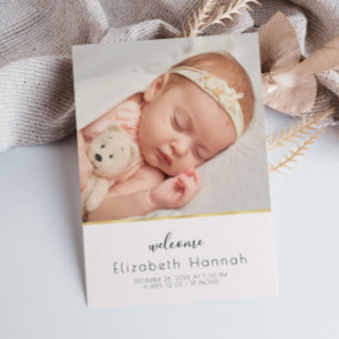 Carte Postale Chic lettrage faire-part de naissance fille fille